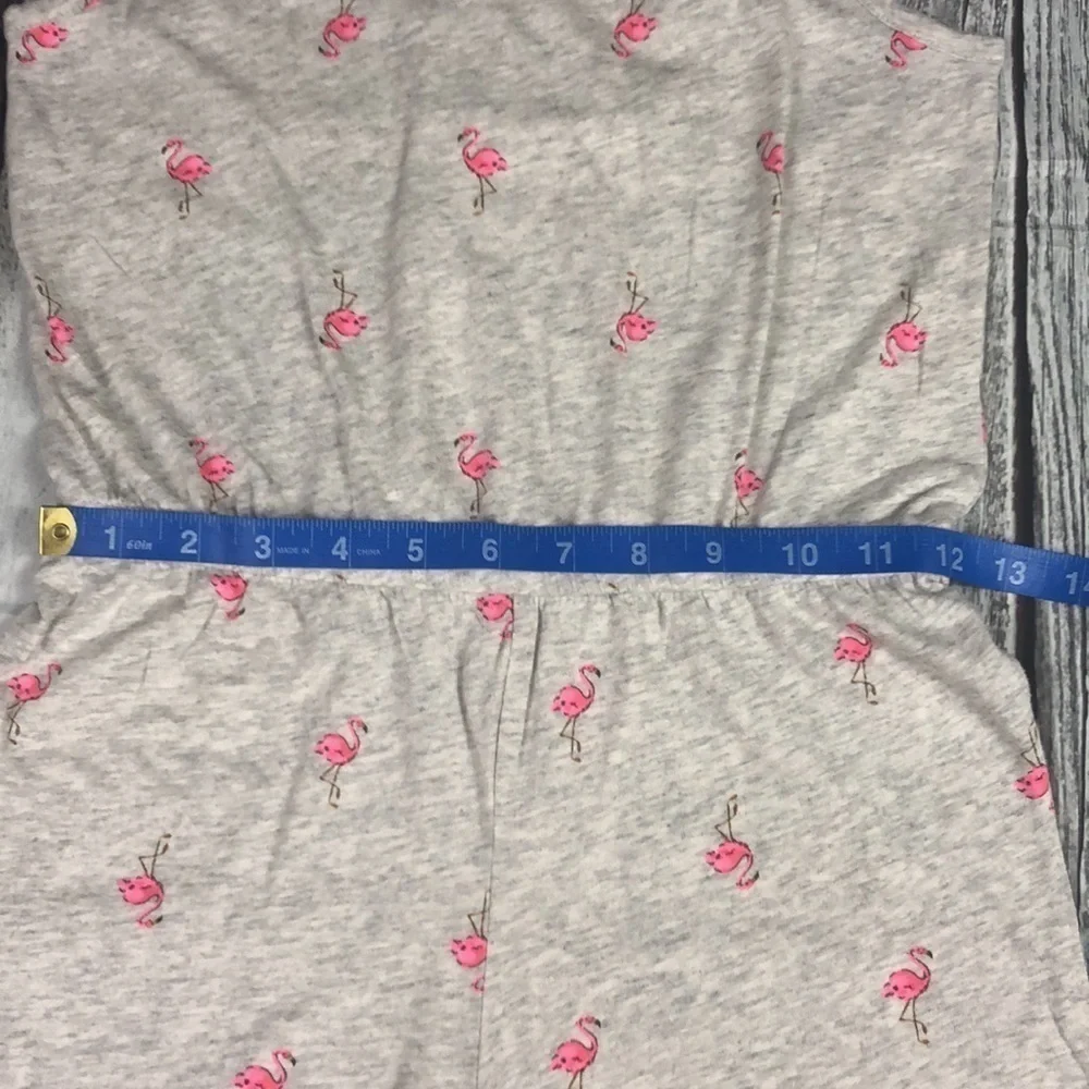 OLD NAVY Gray Romper Short w/ Coral Flamingos Sz L